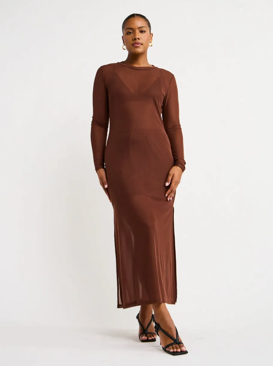 Ownley Arthur Straight Midi Dress in Chocolate