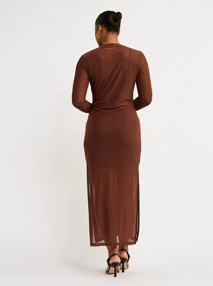 Ownley Arthur Straight Midi Dress in Chocolate