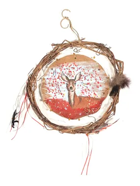 Painted Deer Natural Vine Dreamcatcher