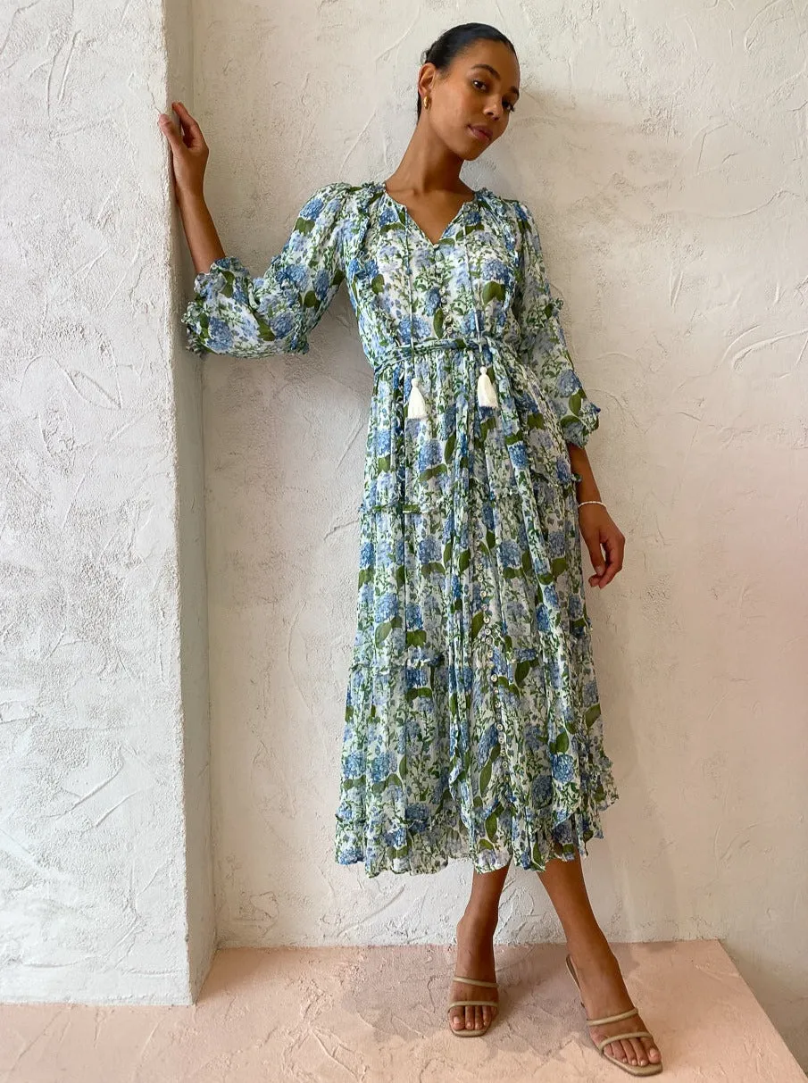 Palm Noosa Beatrix Dress in Blue Blooms