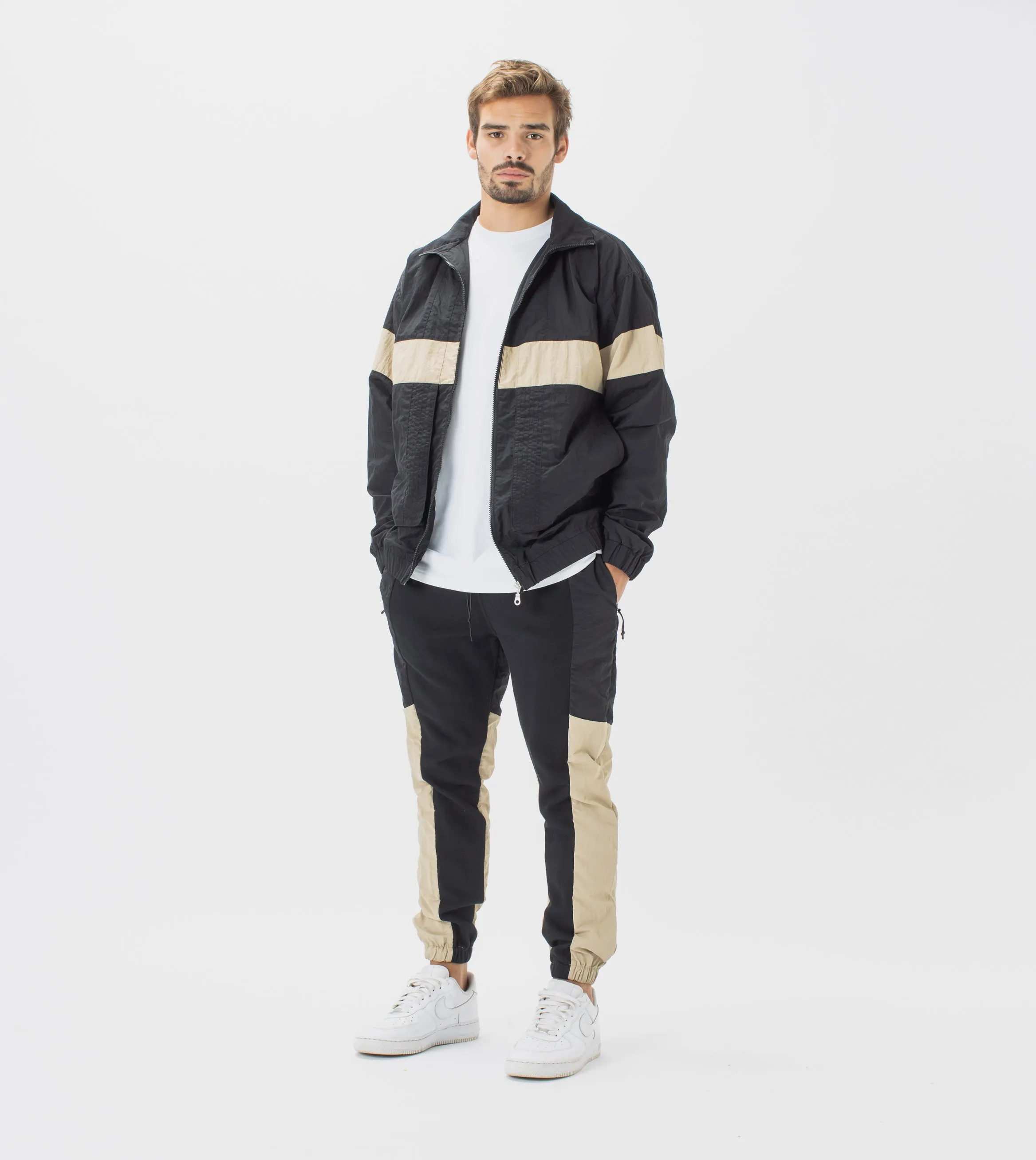 Panel Track Jacket Black/Dk Tan