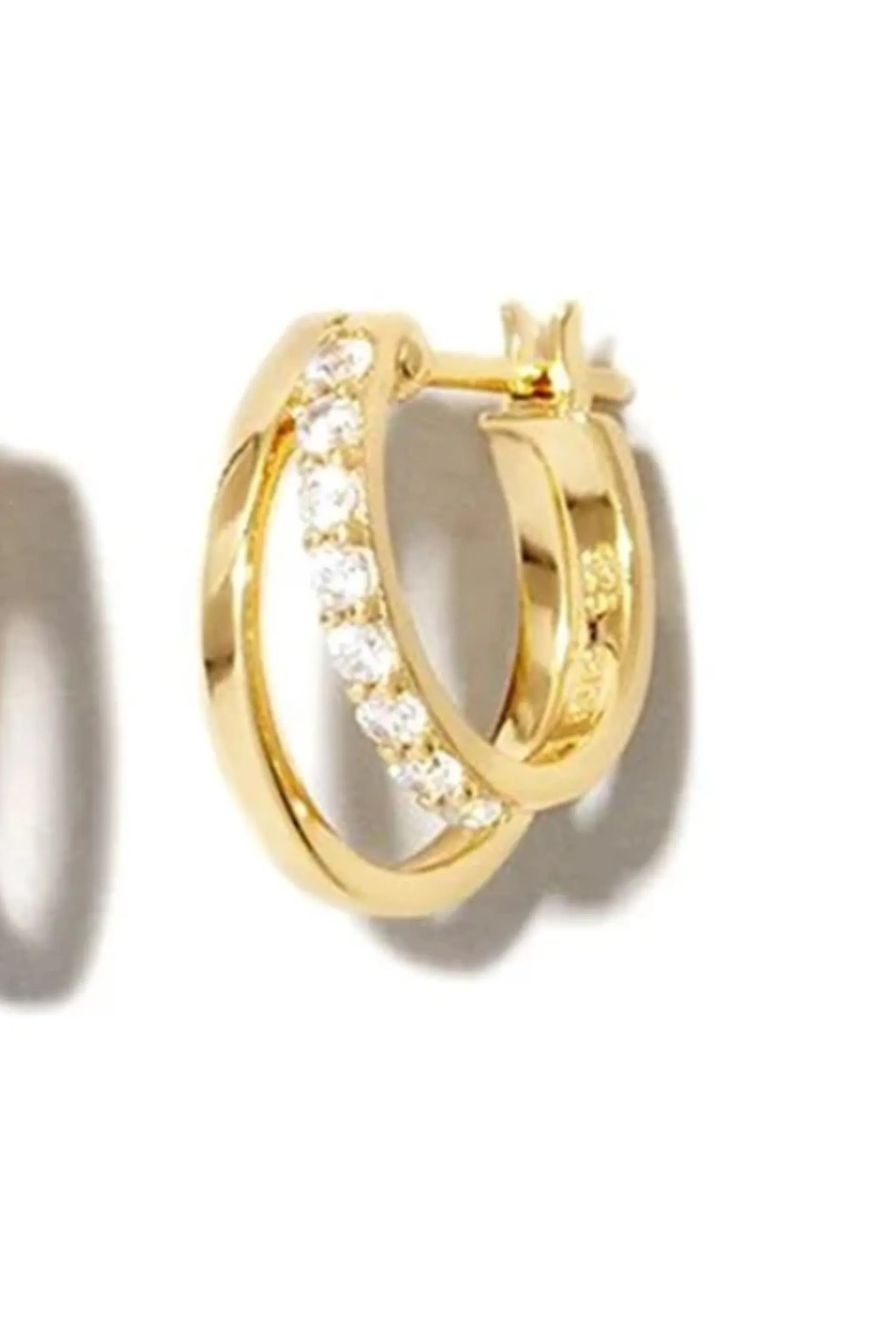 Pave Layer Hoop Earring - Gold