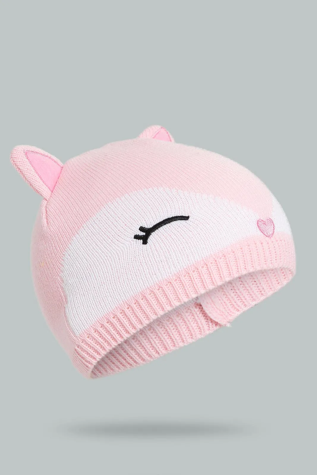 Pink/Grey Hamster Knitted Cap Set (2 Piece)