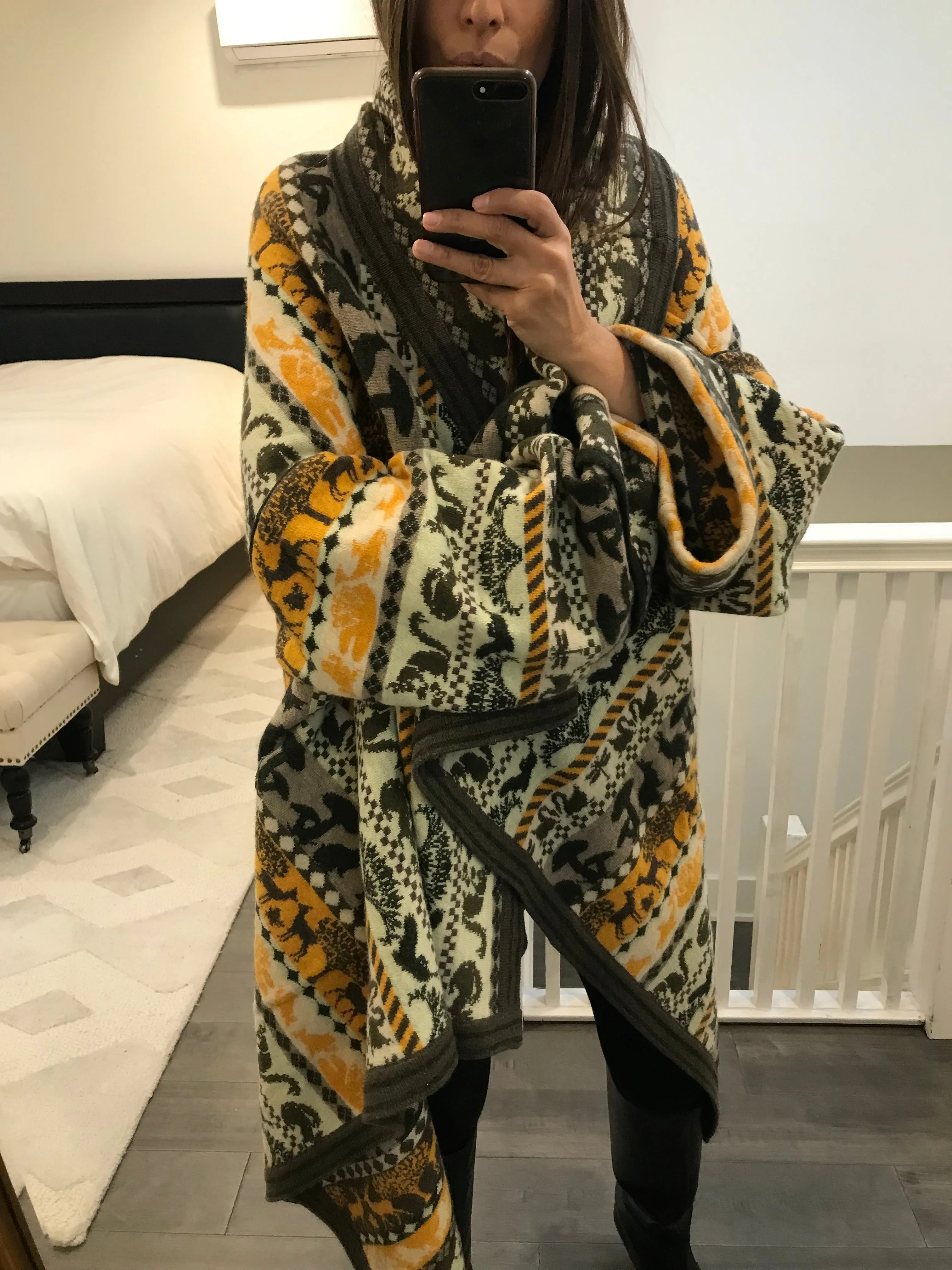 Printed Oversized Cardigan Coat