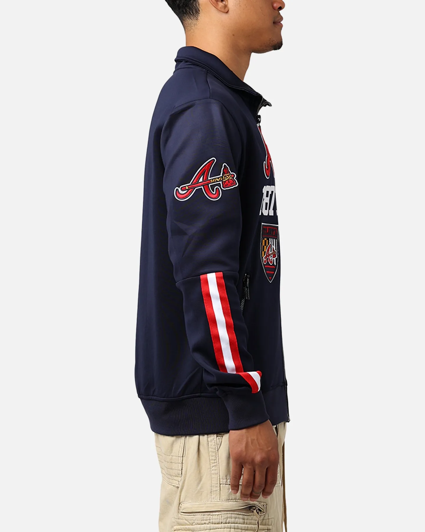 Pro Standard Atlanta Braves Fast Lane Track Jacket Midnight/Red