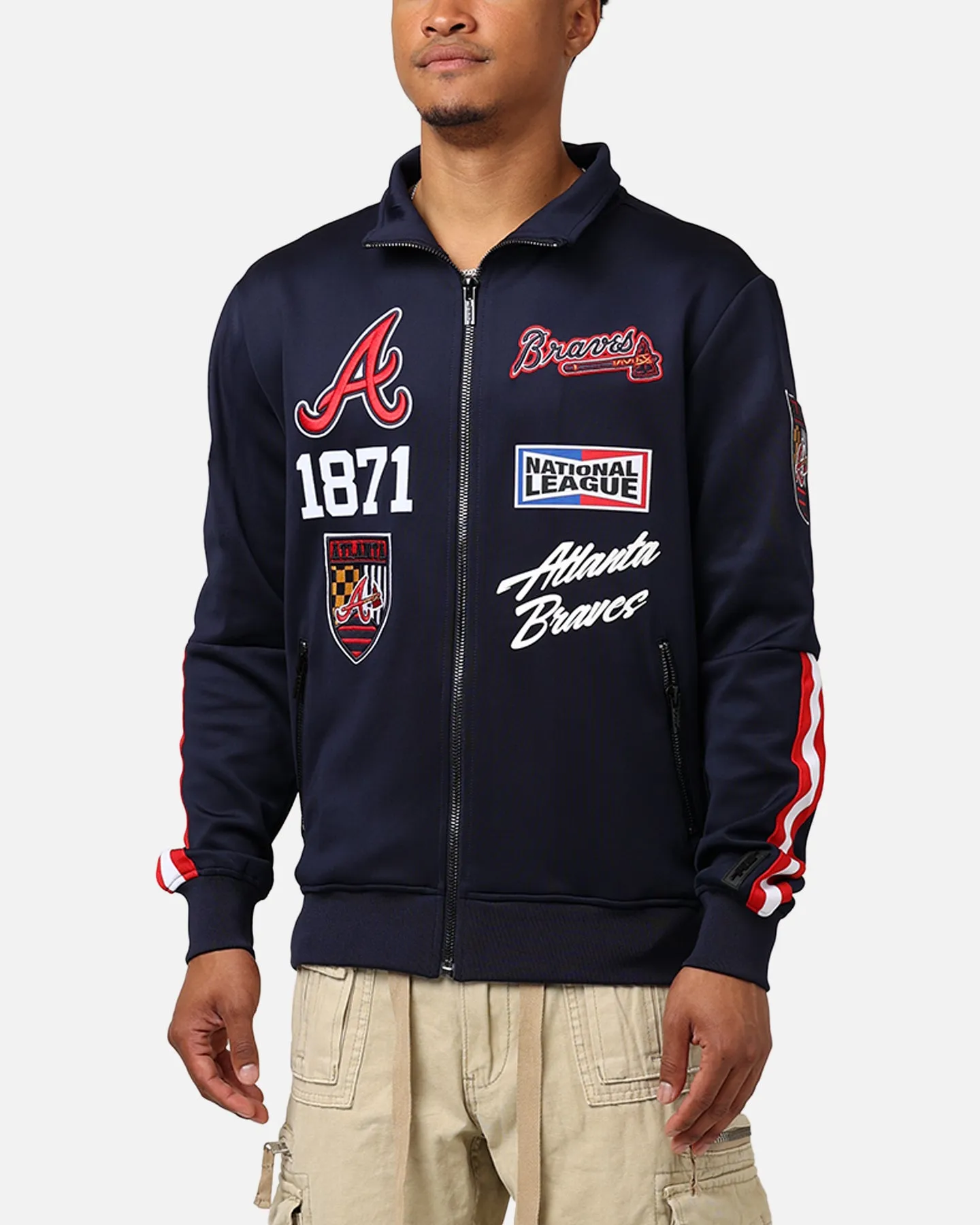 Pro Standard Atlanta Braves Fast Lane Track Jacket Midnight/Red