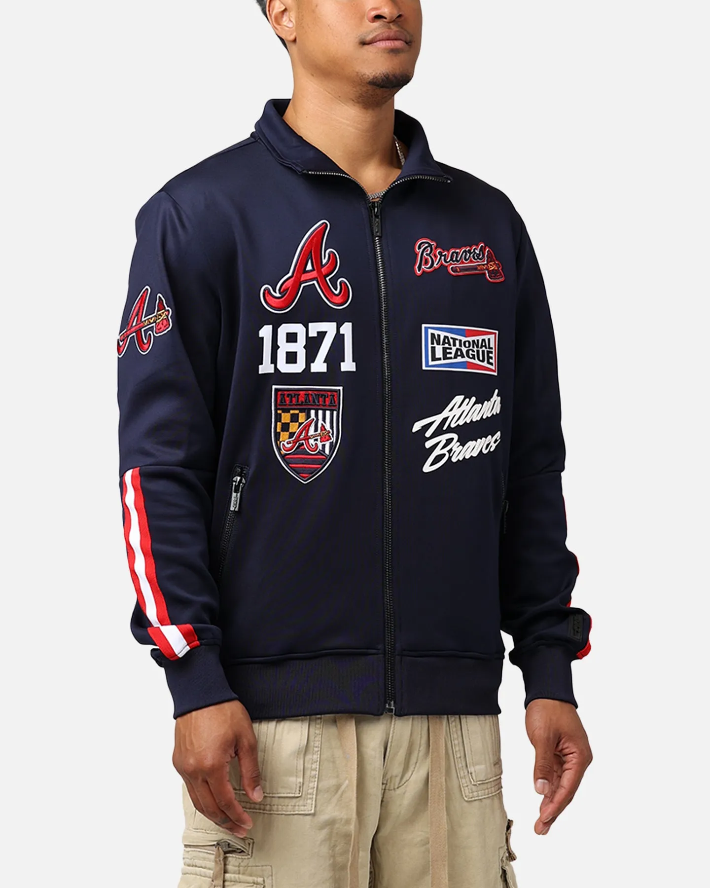 Pro Standard Atlanta Braves Fast Lane Track Jacket Midnight/Red