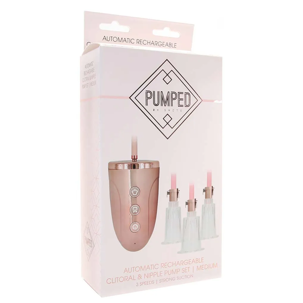 Pumped Rechargeable Clitoral & Nipple Pump Set in Medium