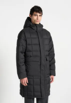 Quilted Longline Puffer Coat - Black