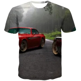 Racing Car T shirts Men Metal Tshirts Novelty City T-shirts 3d Gray Tshirts Casual Retro T-shirts Graphic