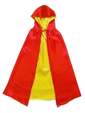 Red & Yellow Hooded Cape, Superhero or Princess Reversible Hooded Cloak