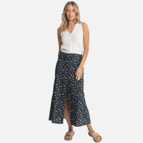 Rhythm Fleur Floral Button Front Maxi Skirt - Black