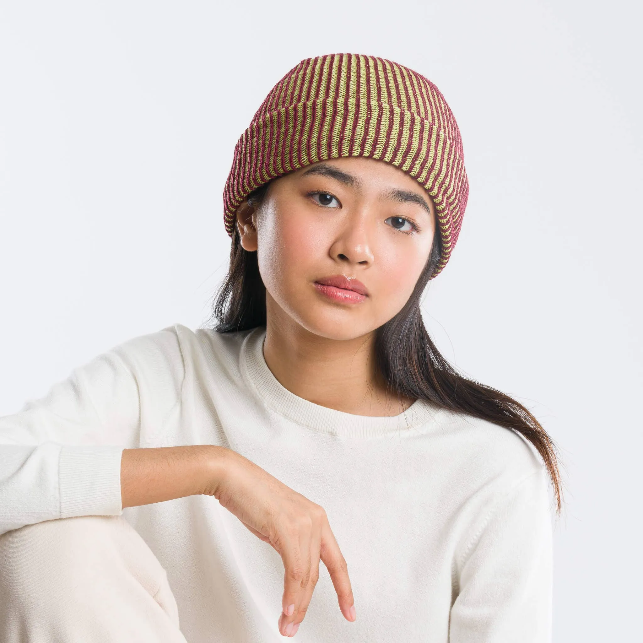 Rib Knit Beanie - Cobalt Rust