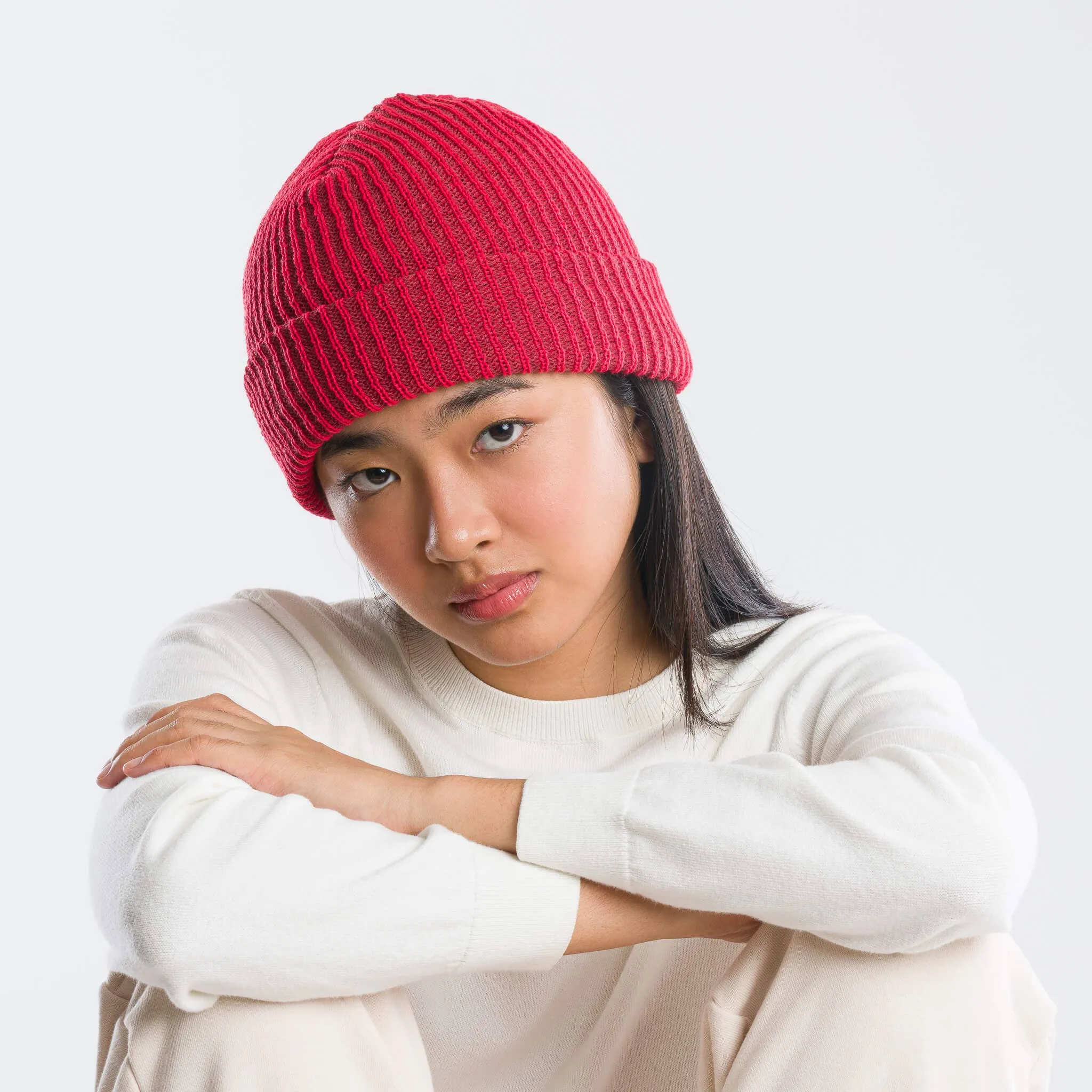 Rib Knit Beanie - Cobalt Rust