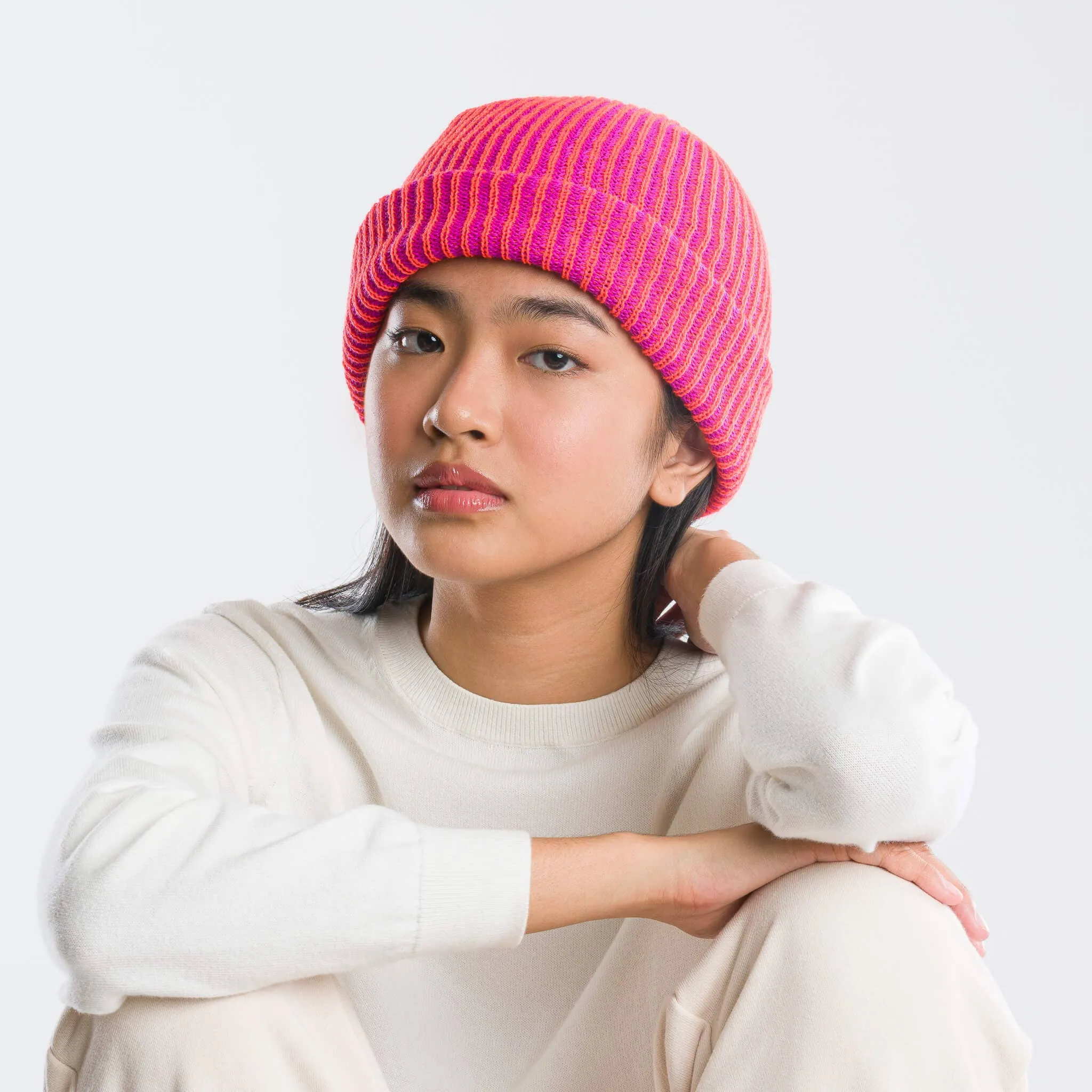 Rib Knit Beanie - Ruby Red