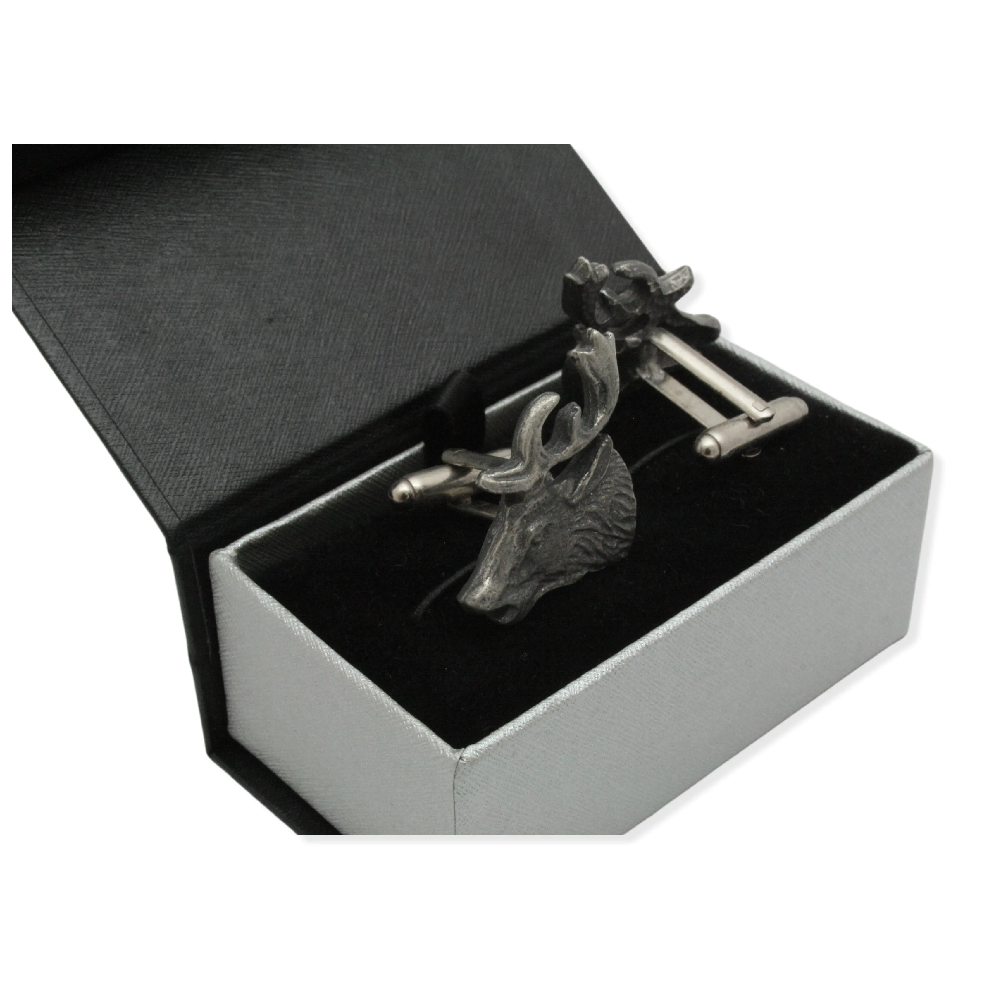 Roaring Stag Cufflinks T-Bar Back With Gift Box