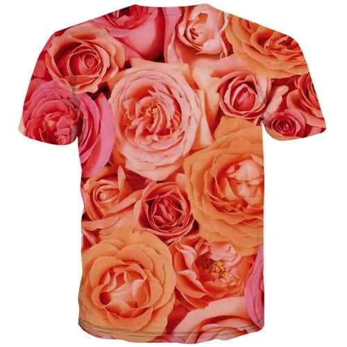 Rose T-shirt Men Pink Tshirts Cool Flower Tshirt Printed Harajuku T-shirts Graphic Short Sleeve Fashion Men New Streetwear