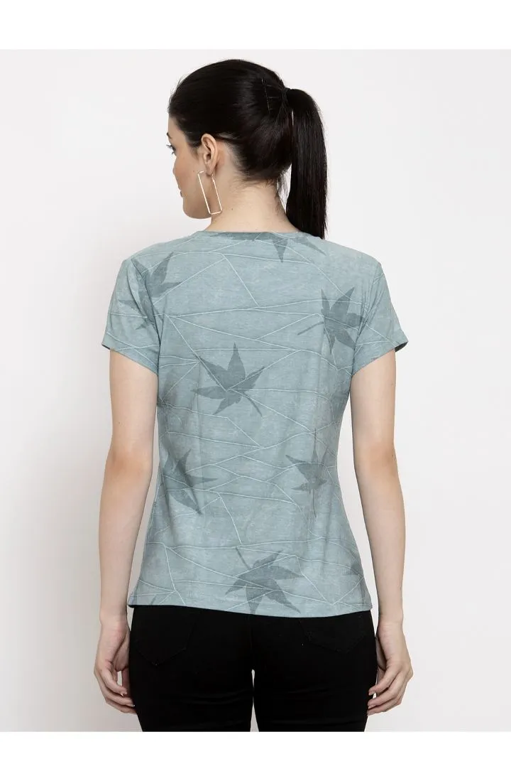 Round Neck T-Shirt Organic Cotton All Over Print - Slub Green