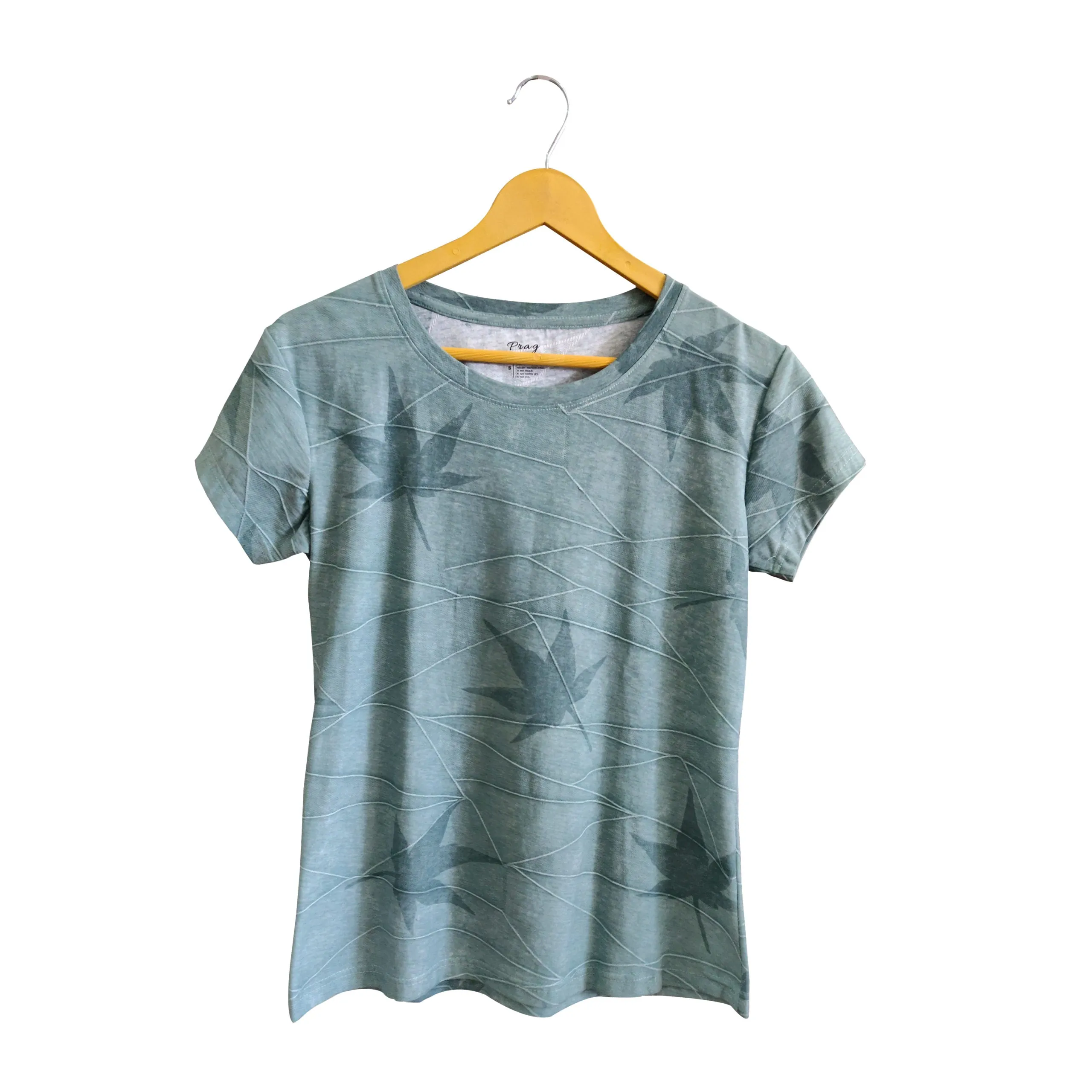 Round Neck T-Shirt Organic Cotton All Over Print - Slub Green