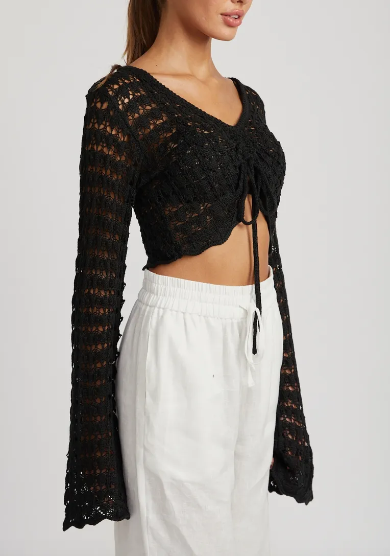 Ruched Crochet Crop Top