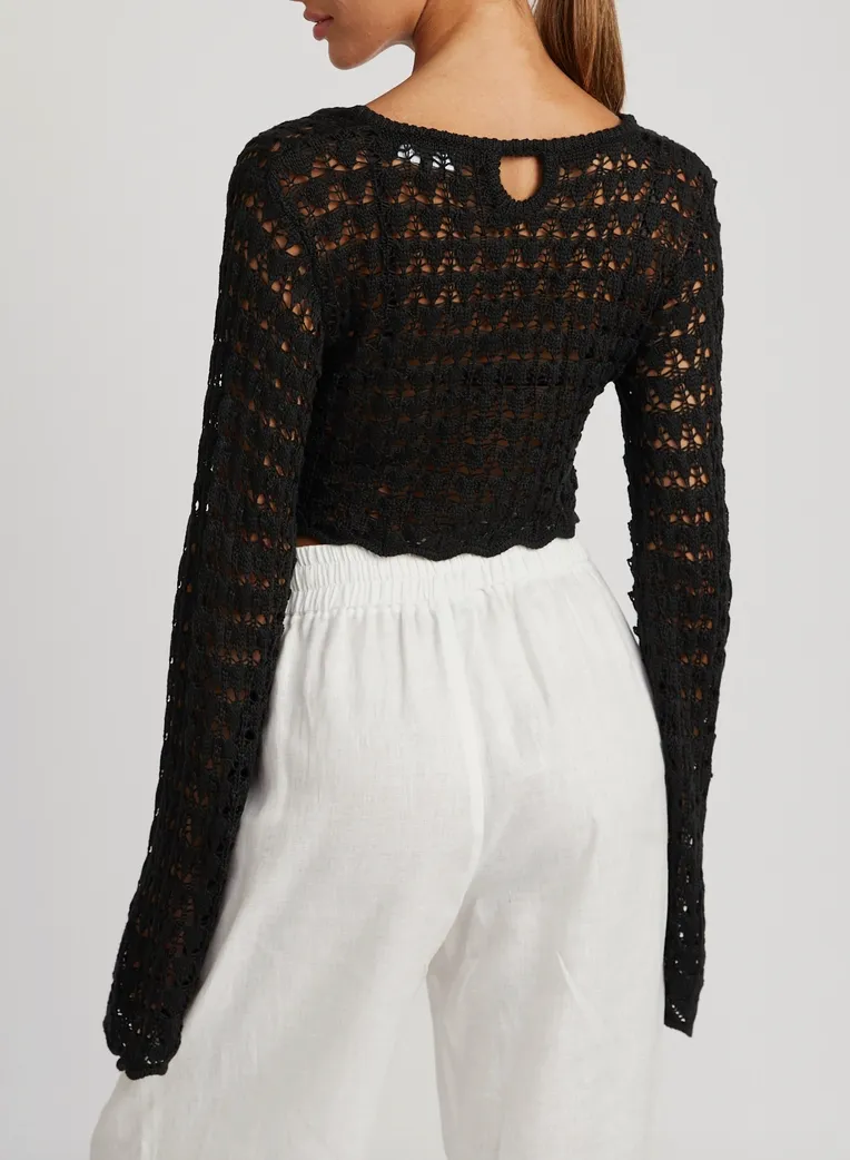 Ruched Crochet Crop Top