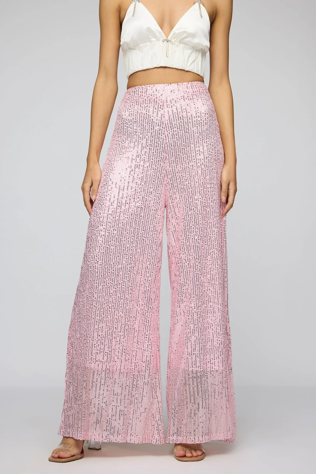 Salsa Rosa Sequin Flare Fit Korean Pants