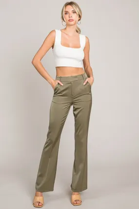 Satin Flared Trousers Pants