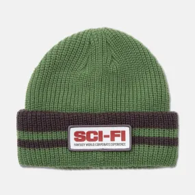 Sci-Fi Fantasy - Reflective Patch Beanie - Olive / Grey