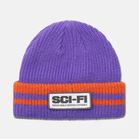 Sci-Fi Fantasy - Reflective Patch Beanie - Purple / Orange