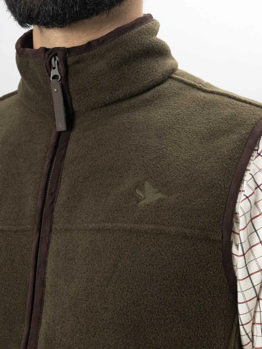 SEELAND Woodcock Earl Fleece Waistcoat - Mens - Pine Green Melange