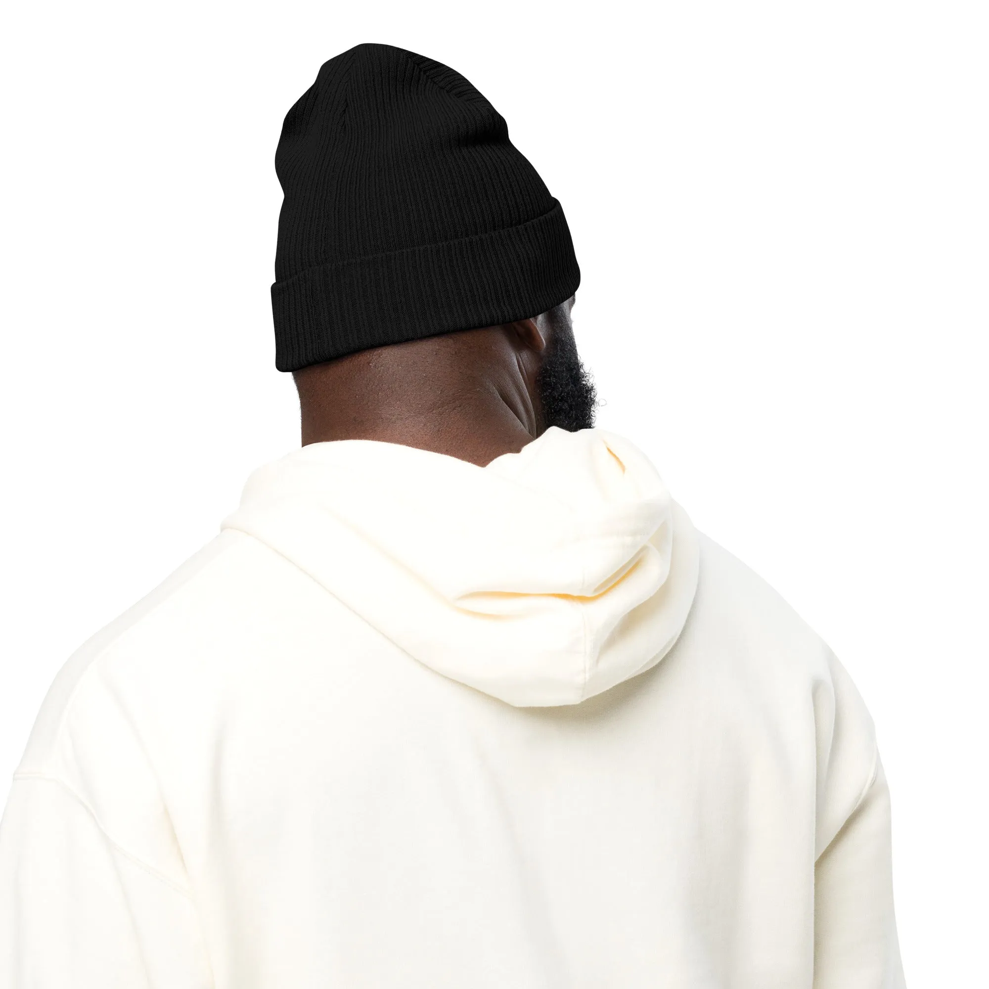 Signature organic ribbed beanie | embroidered