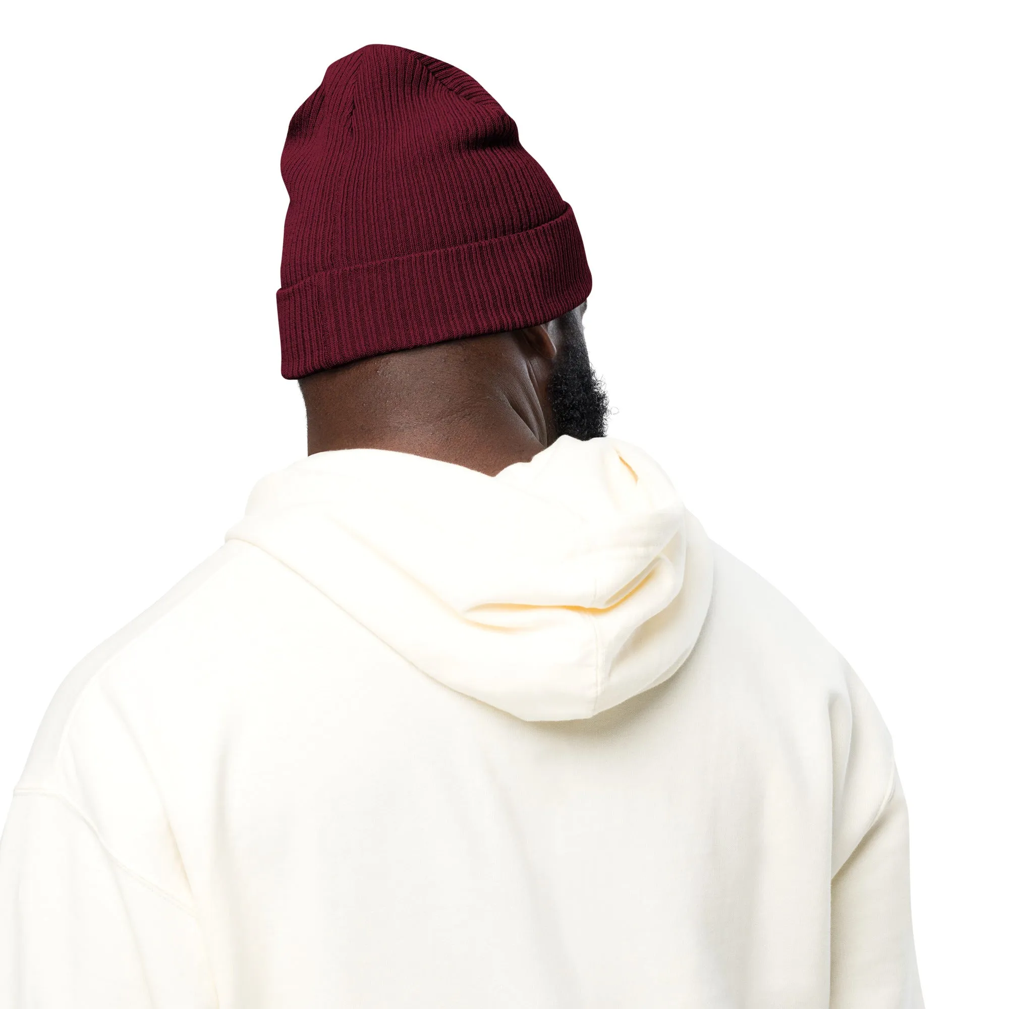 Signature organic ribbed beanie | embroidered