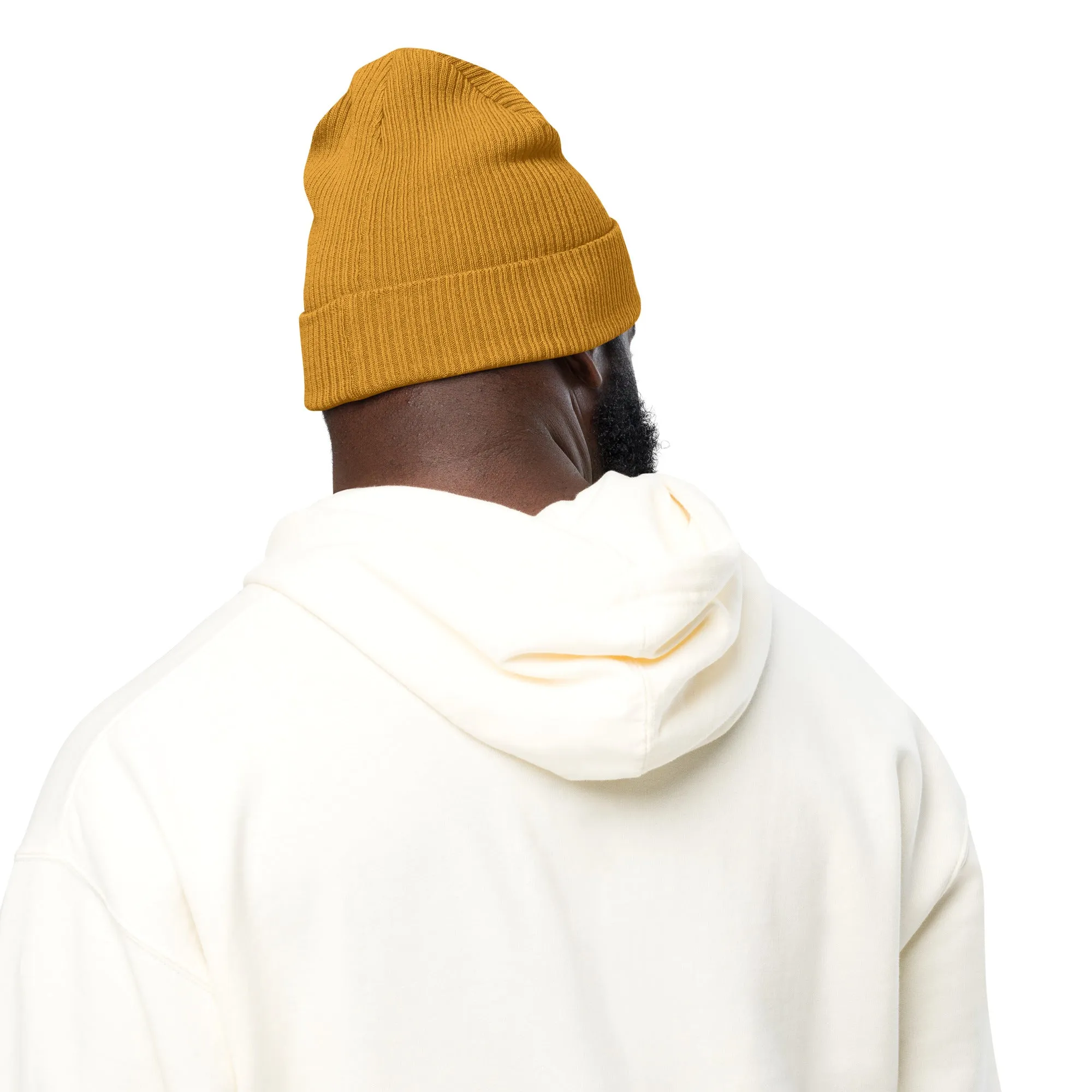 Signature organic ribbed beanie | embroidered