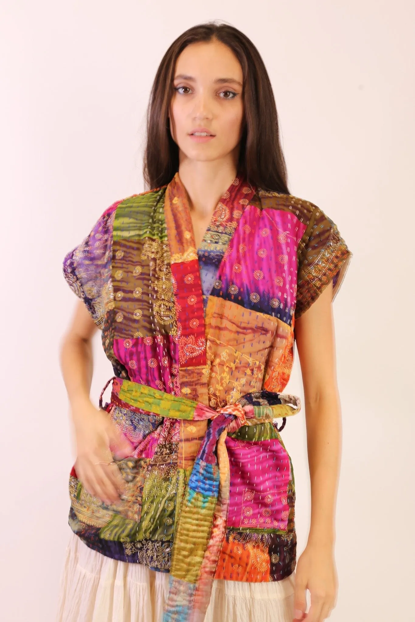 SILK PATCHWORK VEST SINA