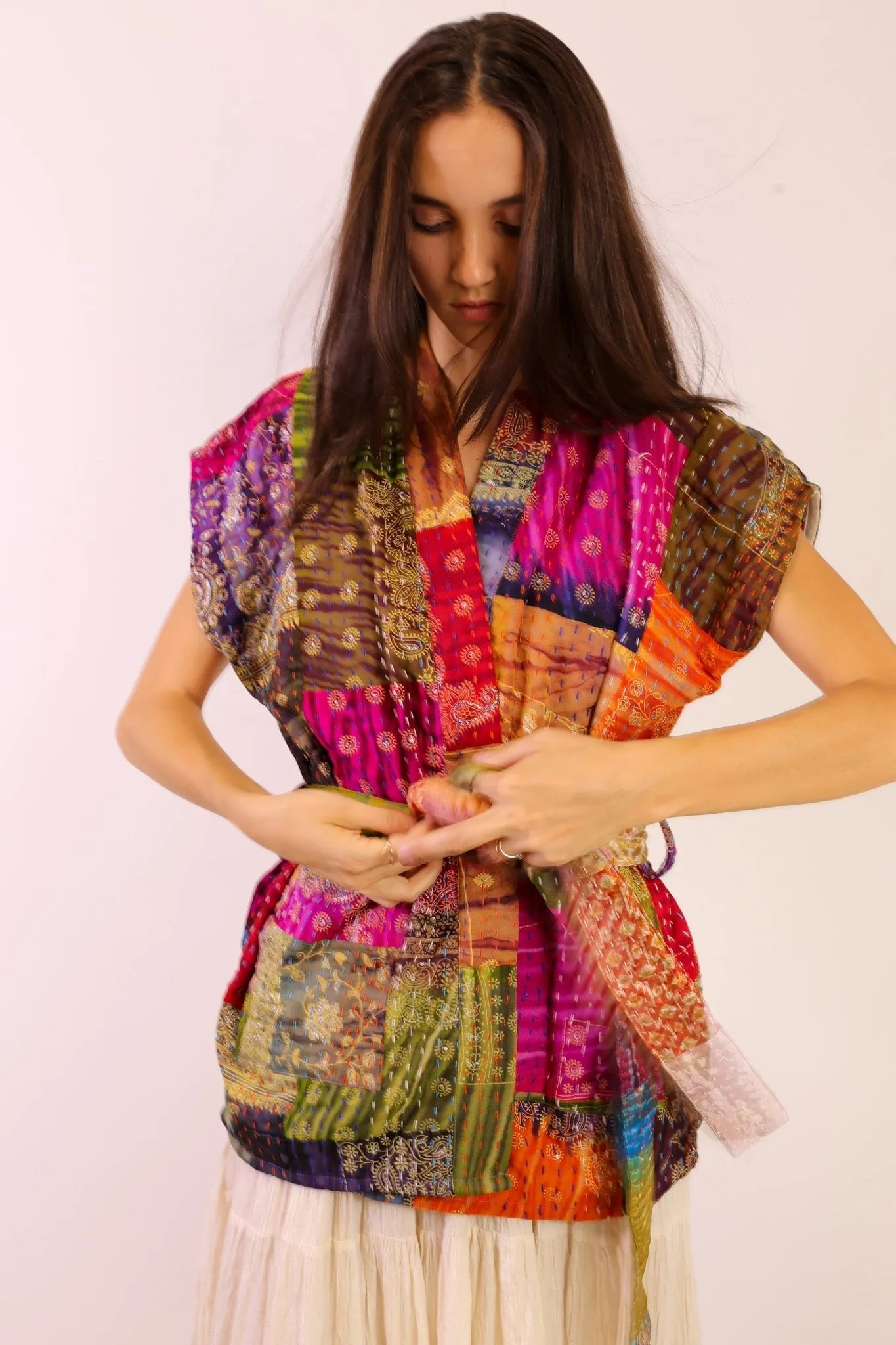 SILK PATCHWORK VEST SINA