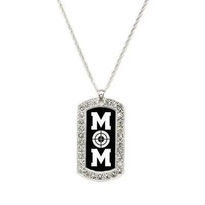 Silver Hunting Mom Dog Tag Charm Classic Necklace