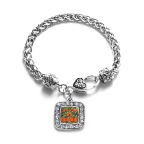 Silver I'd Rather Be Hunting Square Charm Braided Bracelet