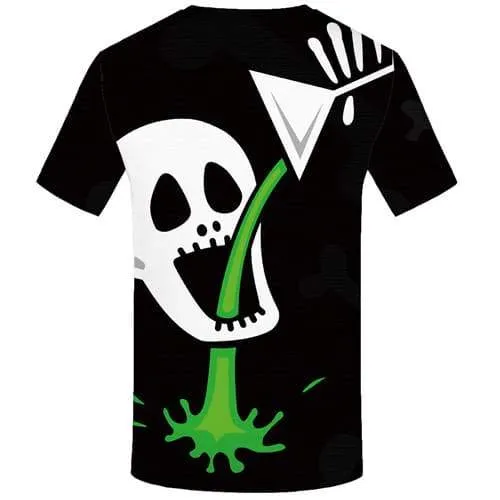 Skull T shirts Men Skeleton Tshirts Novelty Cartoon Tshirt Anime Black Tshirts Cool Gothic Shirt Print Short Sleeve Fashion Mens