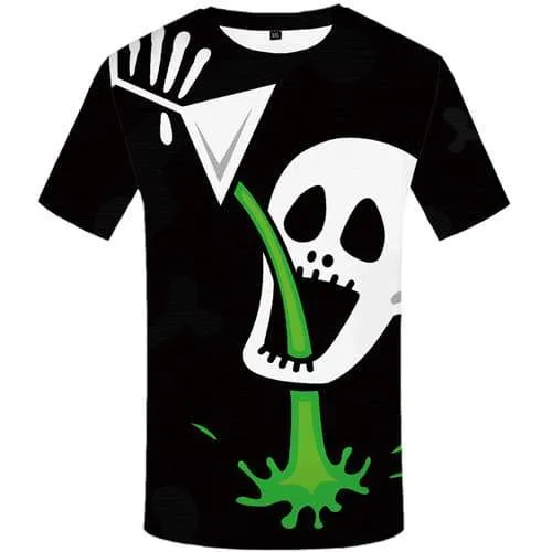 Skull T shirts Men Skeleton Tshirts Novelty Cartoon Tshirt Anime Black Tshirts Cool Gothic Shirt Print Short Sleeve Fashion Mens