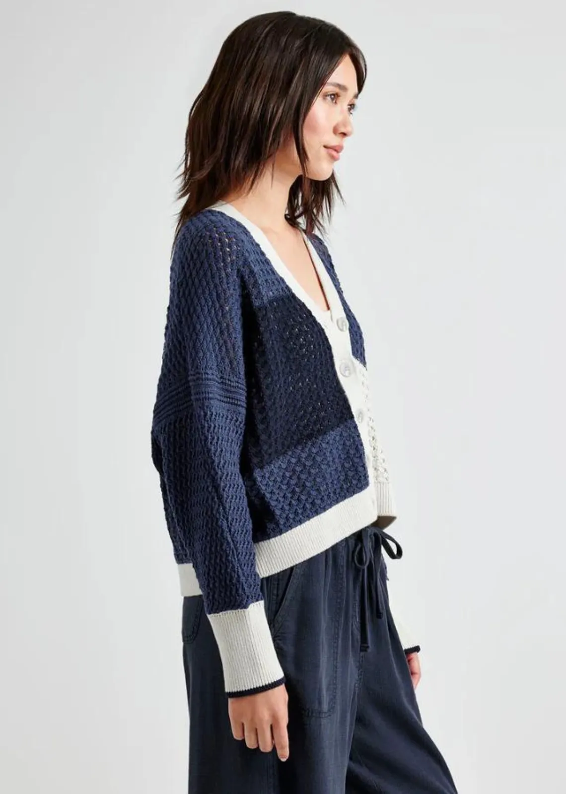 Splendid  Audrey Cardigan- Navy/Pale Oak