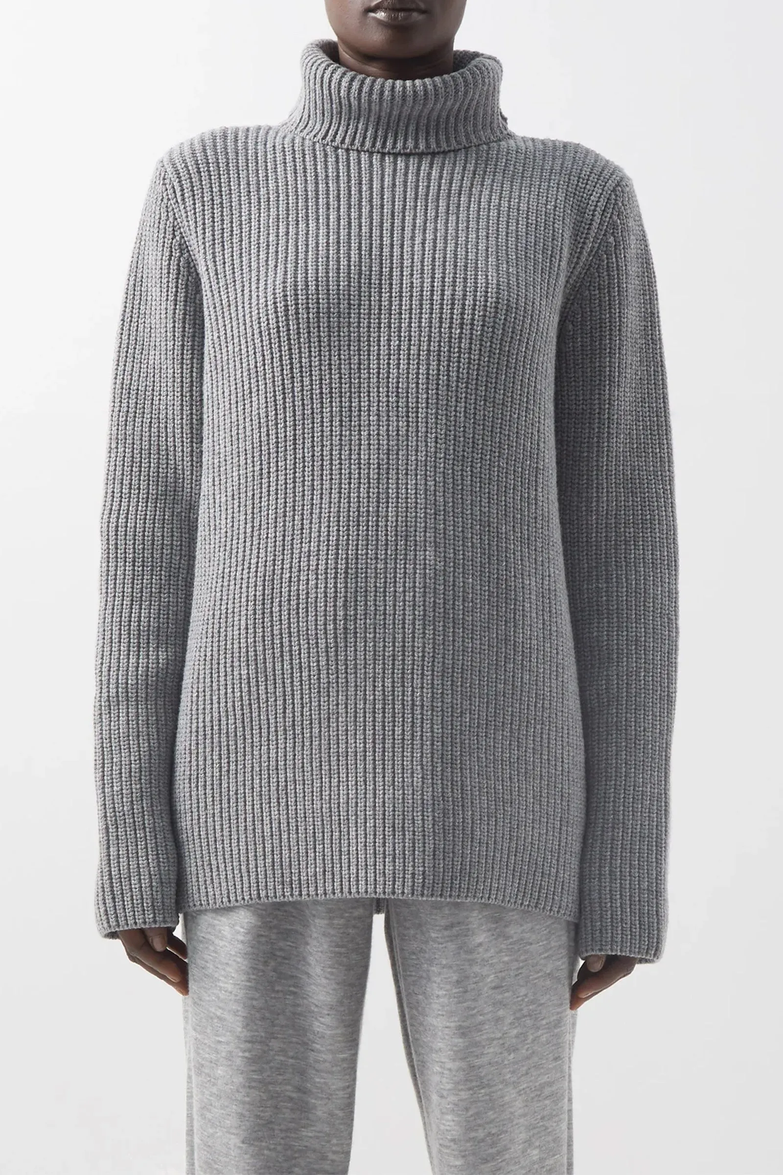 Split-side wool roll-neck sweater