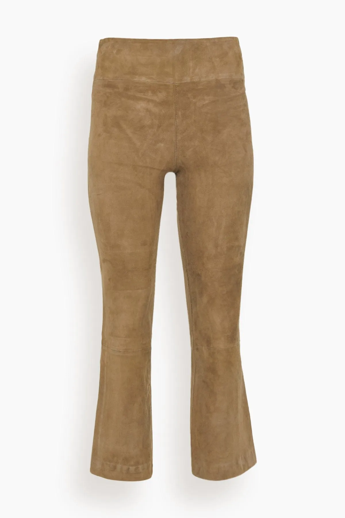 Suede Crop Flare Pant in Olive