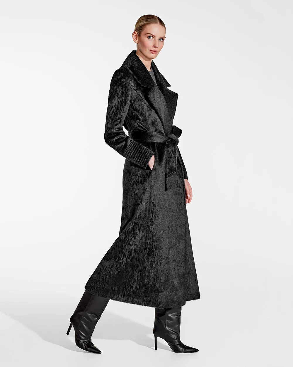 Suri Alpaca Maxi Notched Collar Wrap Coat