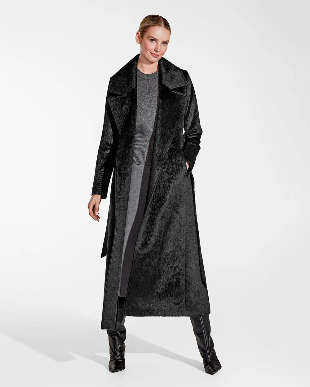 Suri Alpaca Maxi Notched Collar Wrap Coat