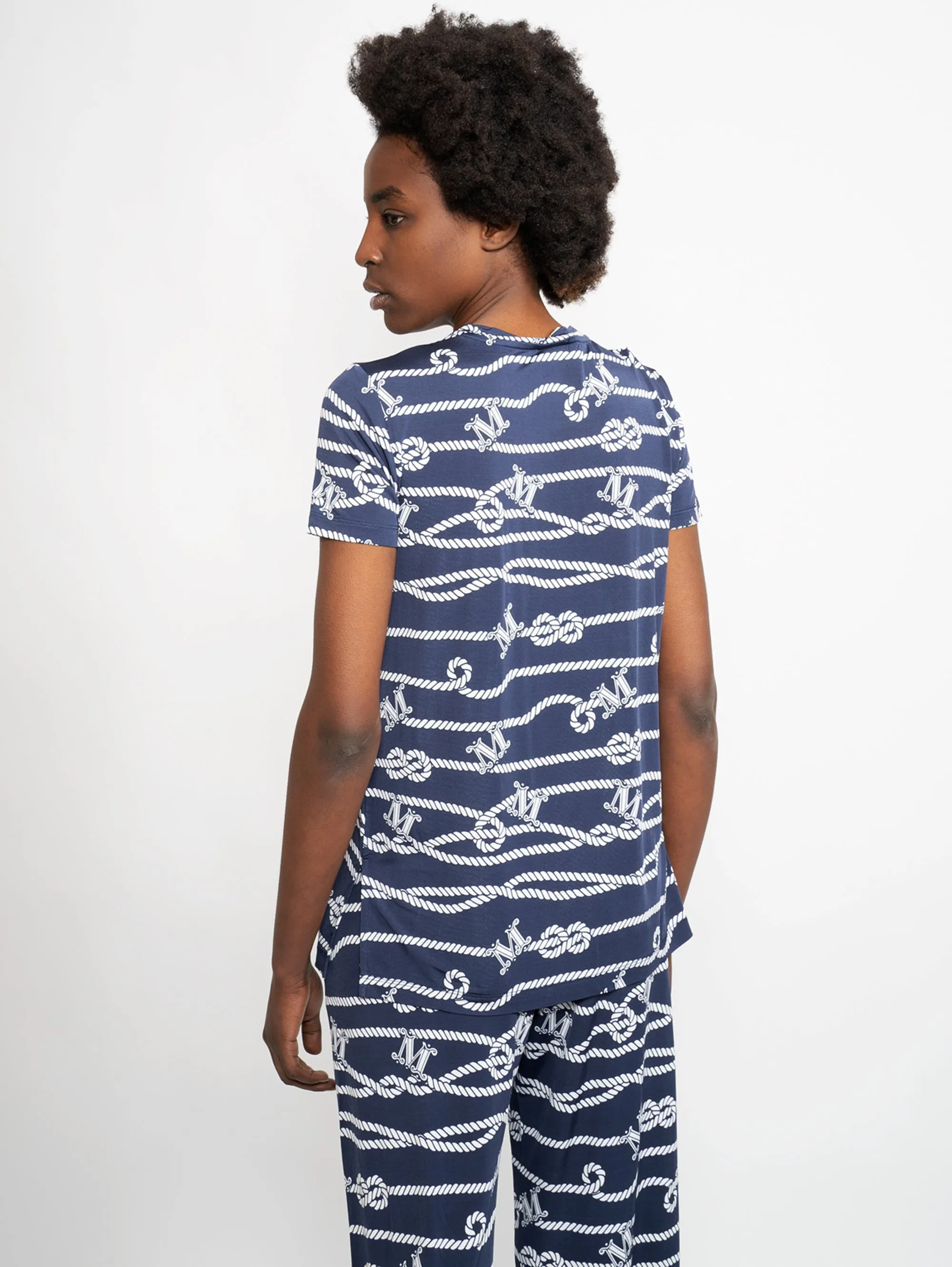 T-shirt in Viscosa Stampata Blu