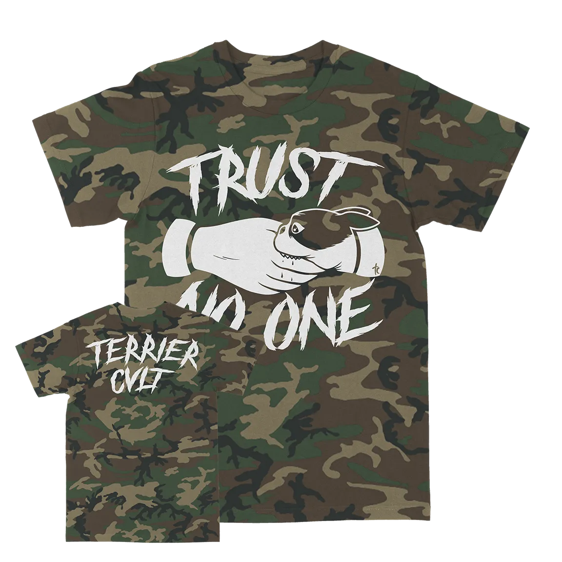 Terrier Cvlt "Trust No One: White" Camo T-Shirt