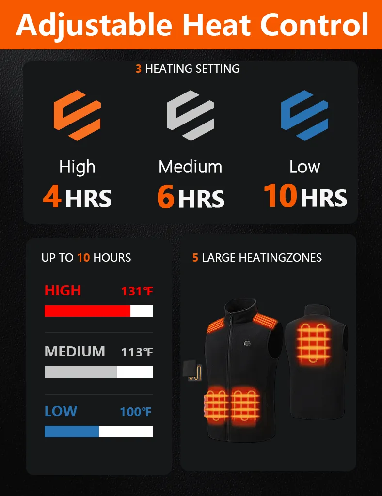 Thermal Vest - Adjustable Heat Zones for Cold Weather Comfort