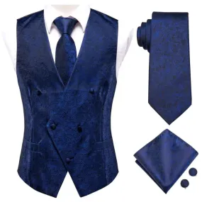 Tie Business Formal Dresses Slim Vest 4PC Necktie Hanky cufflinks