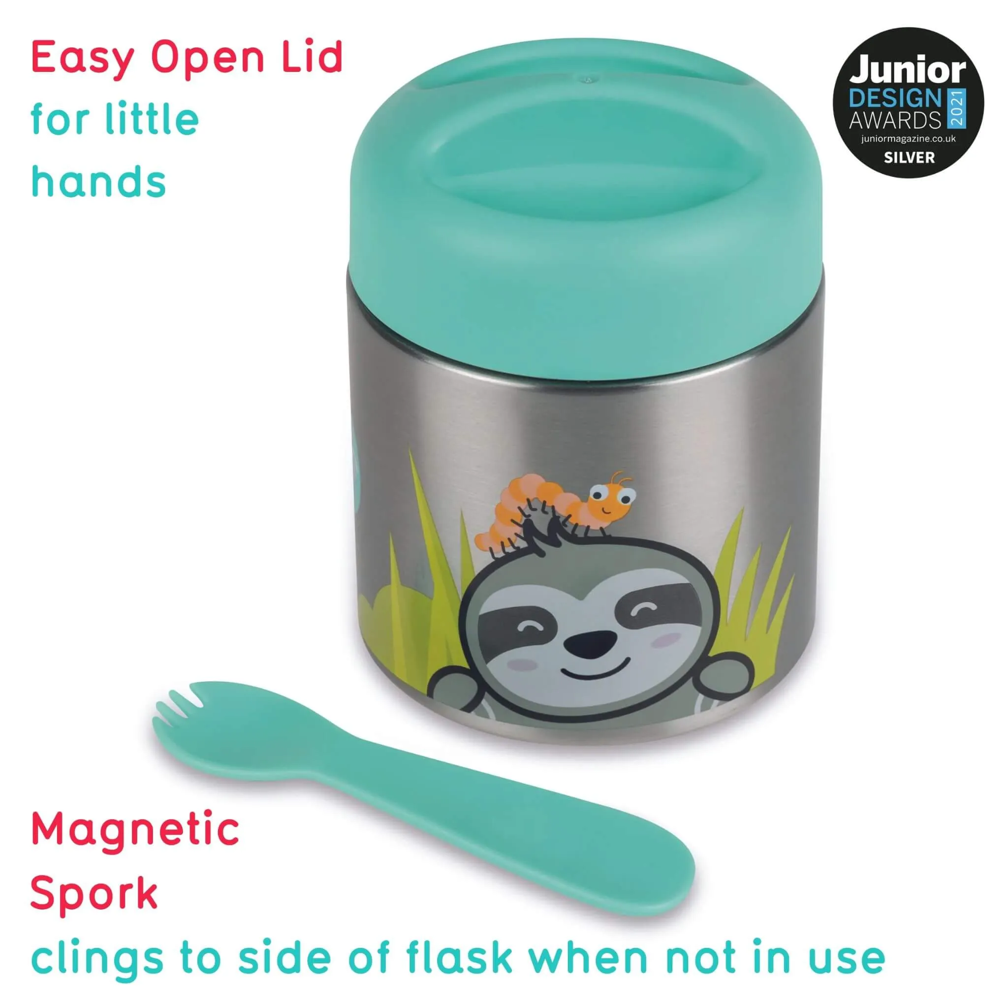 TUM TUM Thermal Food Flask with Magnetic Spork (Stanley Sloth)