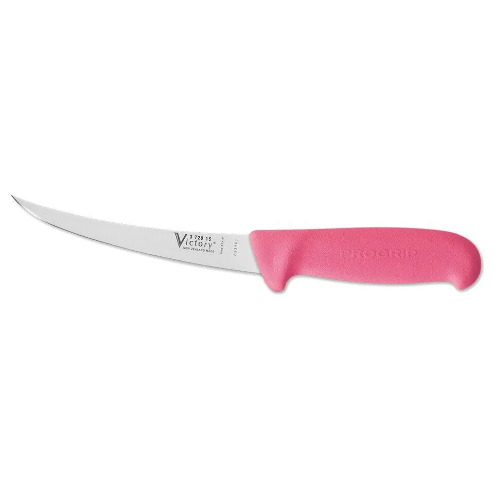 Victory Knives Stainless Steel Narow Curved Boner 15cm Pink